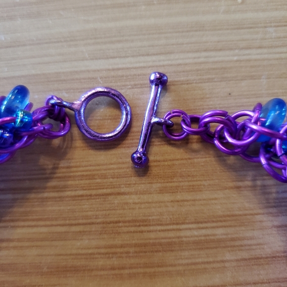 Handmade Chainmail Bracelet Violet Blue Unisex - Picture 5 of 7